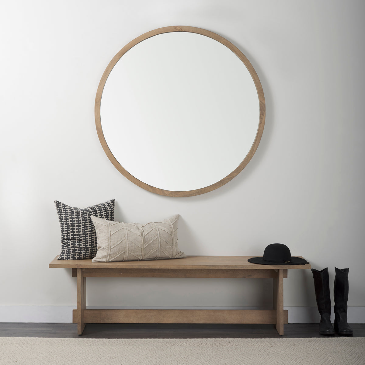 GAMBIT LIGHT BROWN ROUND MIRROR 46"