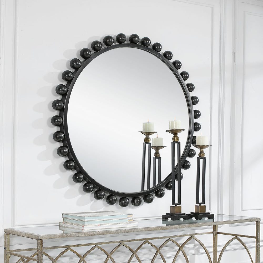 CYRAS BLACK ROUND MIRROR
