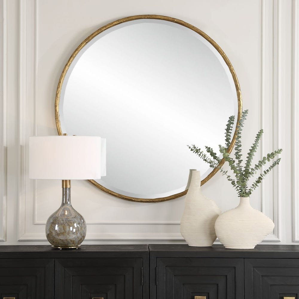 SUTTER AGED GOLD ROUND MIRROR