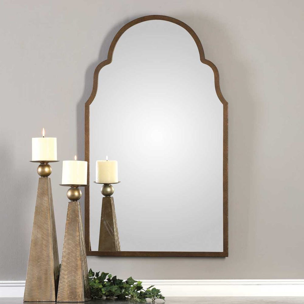 BROWN ARCHED MIRROR