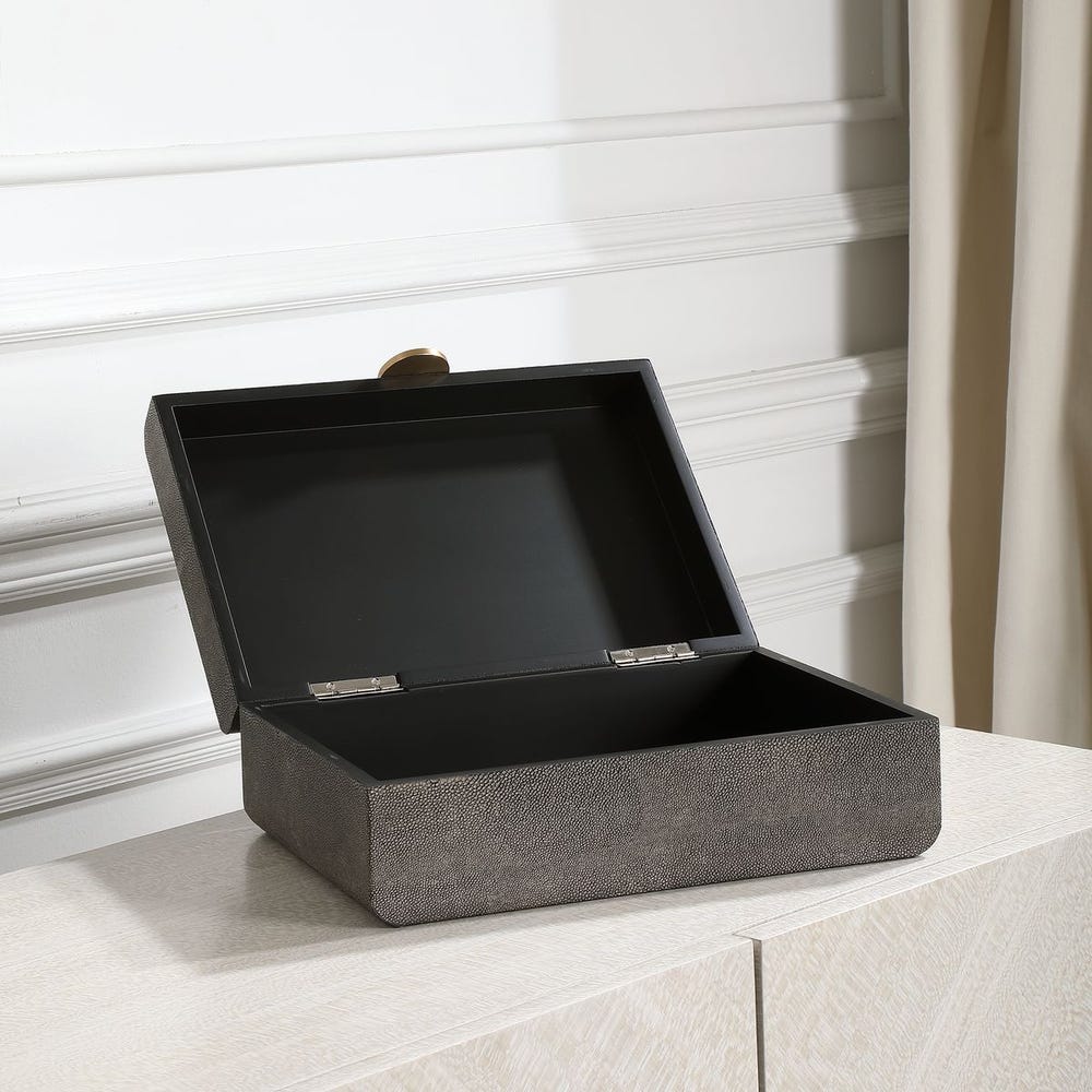 LALIQUE GRAY SHAGREEN BOX