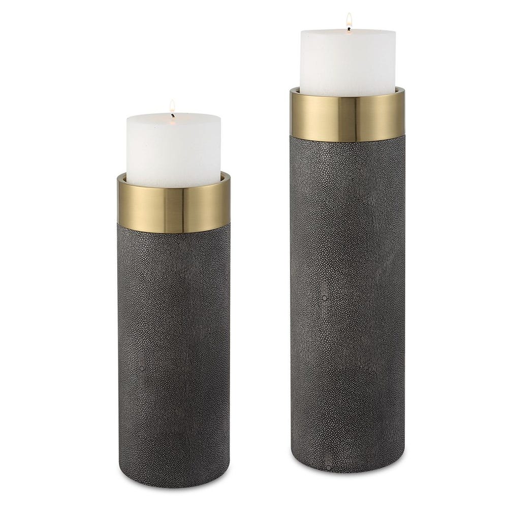 SHAGREEN CANDLE HOLDER SET OF 2