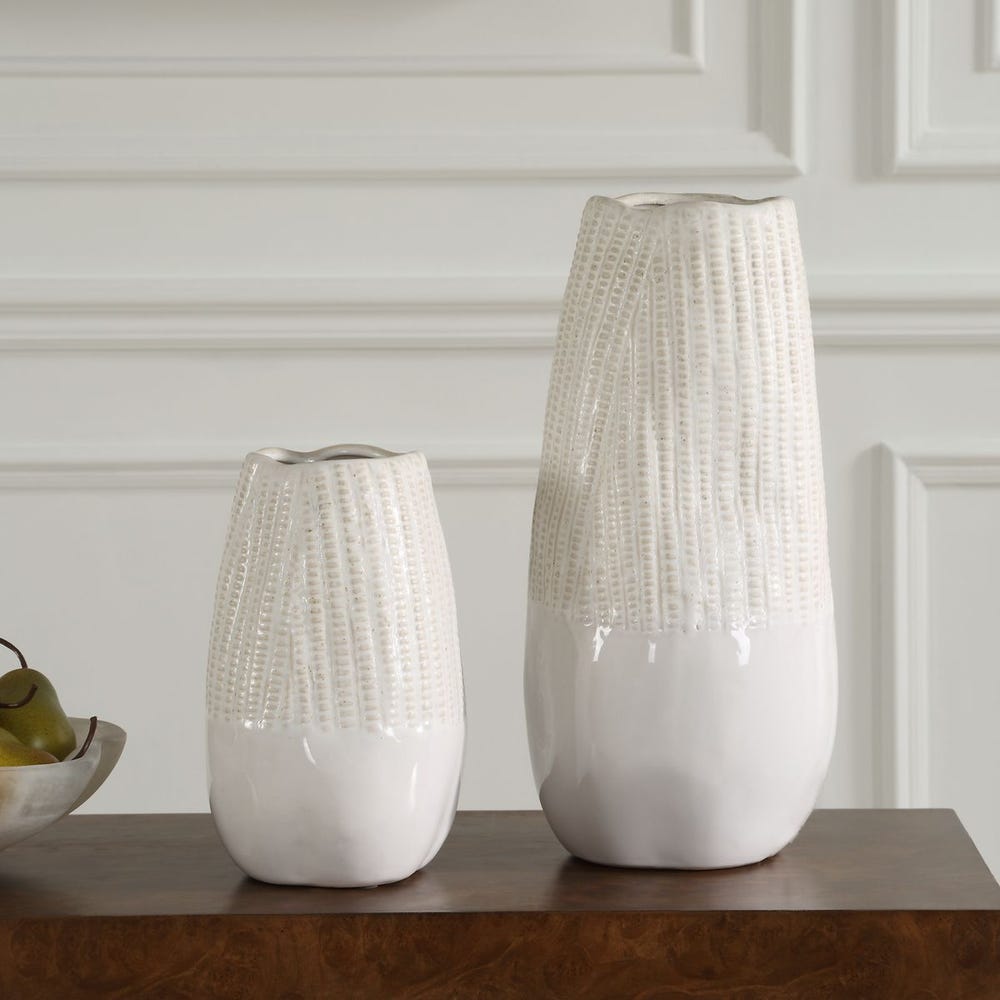 RIDGE VASES-SET OF 2