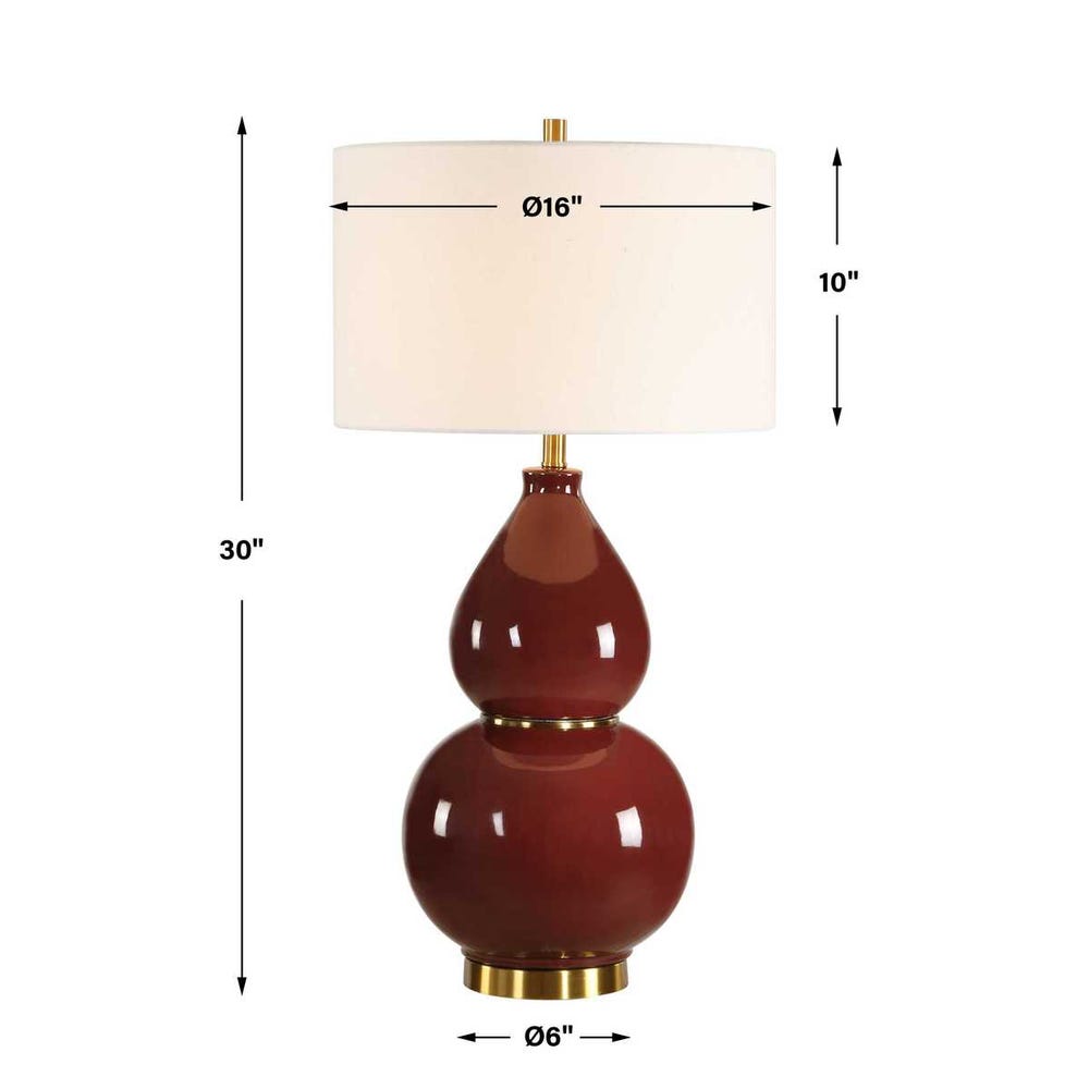 BURGUNDY GOURD TABLE LAMP