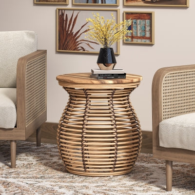 HONEY RATTAN END TABLE