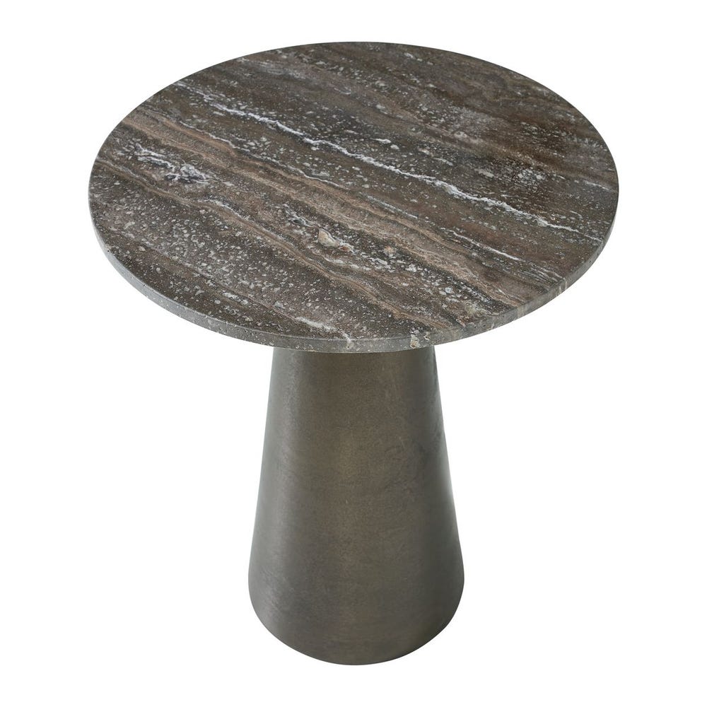 TRAVERTINE TOP ACCENT INDOOR/OUTDOOR TABLE