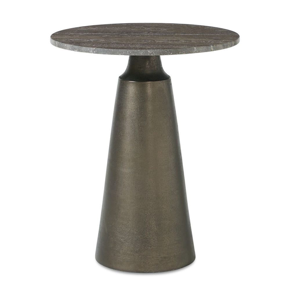 TRAVERTINE TOP ACCENT INDOOR/OUTDOOR TABLE
