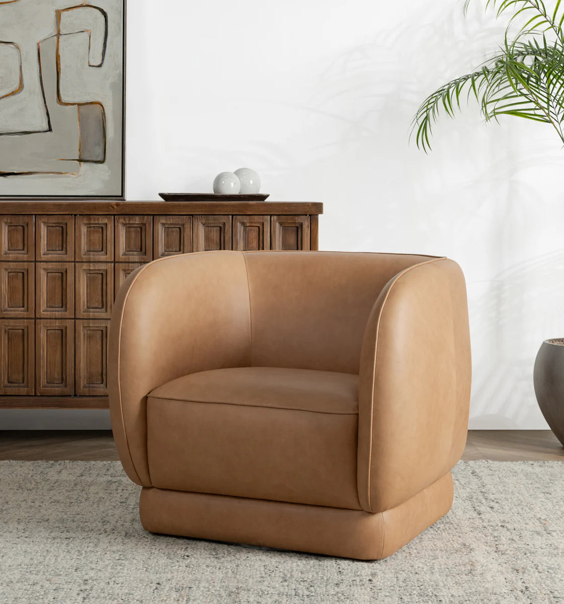 RENNER TAN BARREL CHAIR