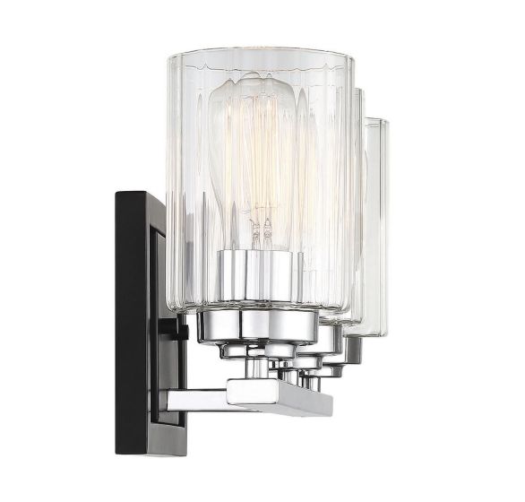 Redmond 3-Light Bathroom Vanity Light in Matte Black with Polished Chrome