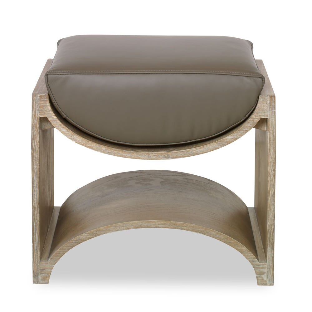 GREY LEATHER CRADLE BENCH-18"