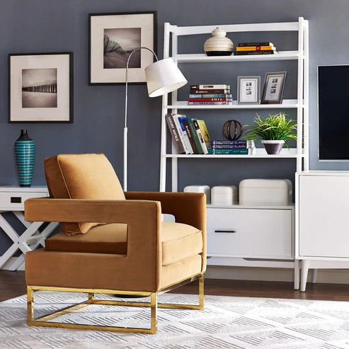 AVRY COGNAC VELVET CHAIR