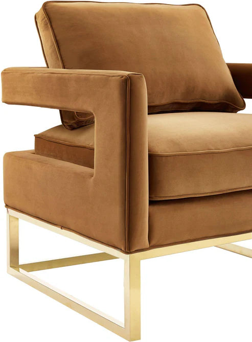 AVRY COGNAC VELVET CHAIR