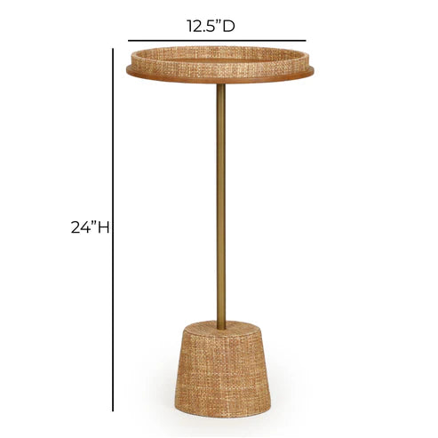 WOVEN NATURAL RAFFIA CONTRACT GRADE SIDE TABLE