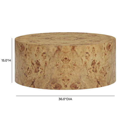 AMIA NATURAL BURL ROUND COFFEE TABLE