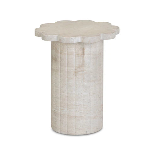 BLOSSOMS FAUX TRAVERTINE SIDE TABLE