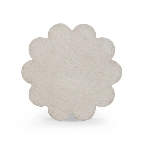 BLOSSOMS FAUX TRAVERTINE SIDE TABLE