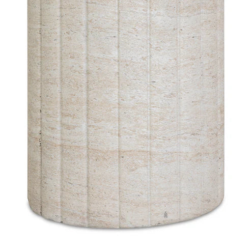 BLOSSOMS FAUX TRAVERTINE SIDE TABLE