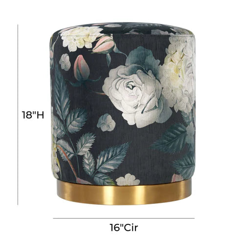 OPAL FLORAL VELVET OTTOMAN