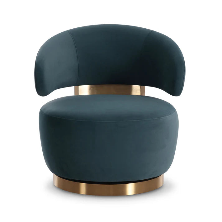 AUGUST DARK TEAL VELVET SWIVEL ACCENT CHAIR