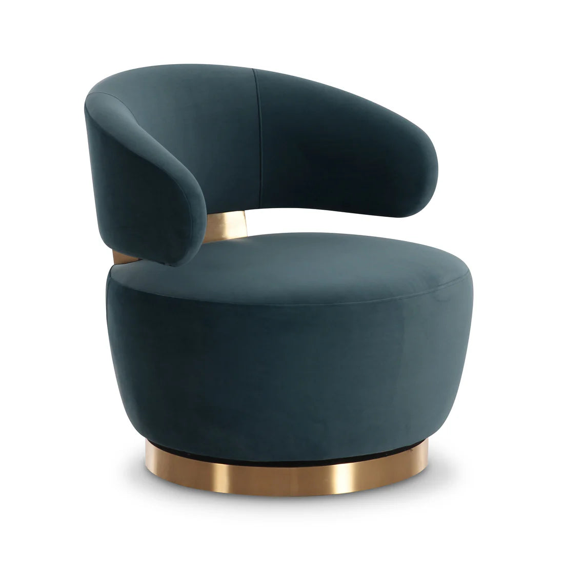 AUGUST DARK TEAL VELVET SWIVEL ACCENT CHAIR