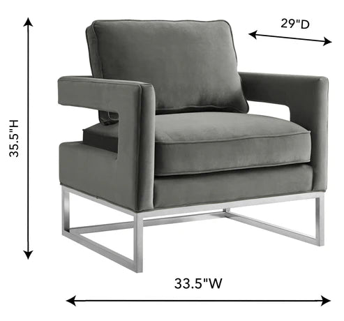 AVRY GREY VELVET CHAIR