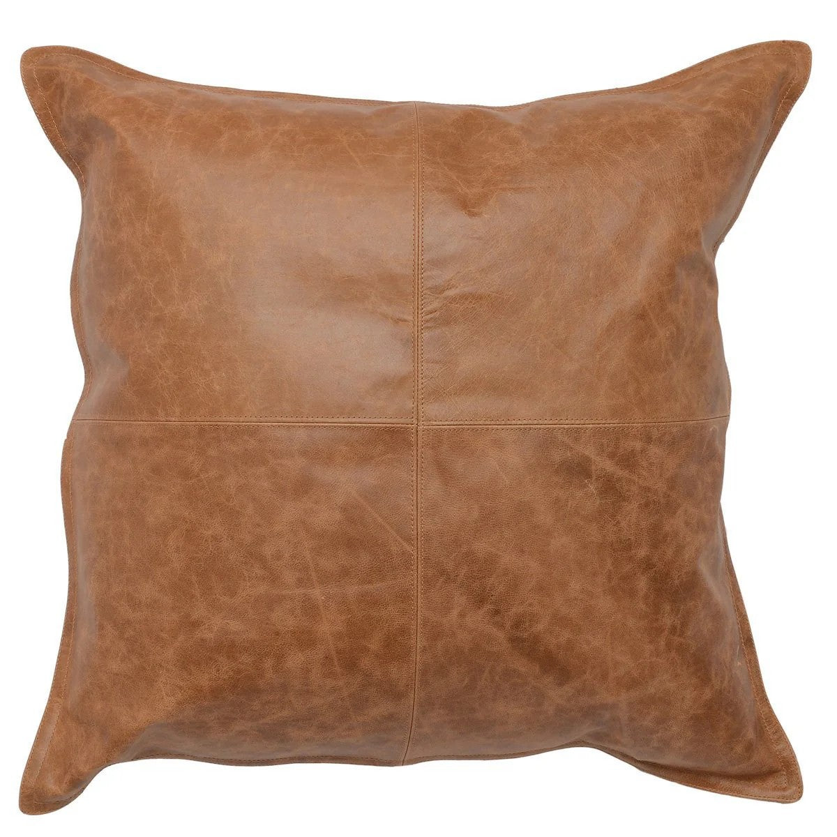 LEATHER CHESTNUT PILLOW-22X22"