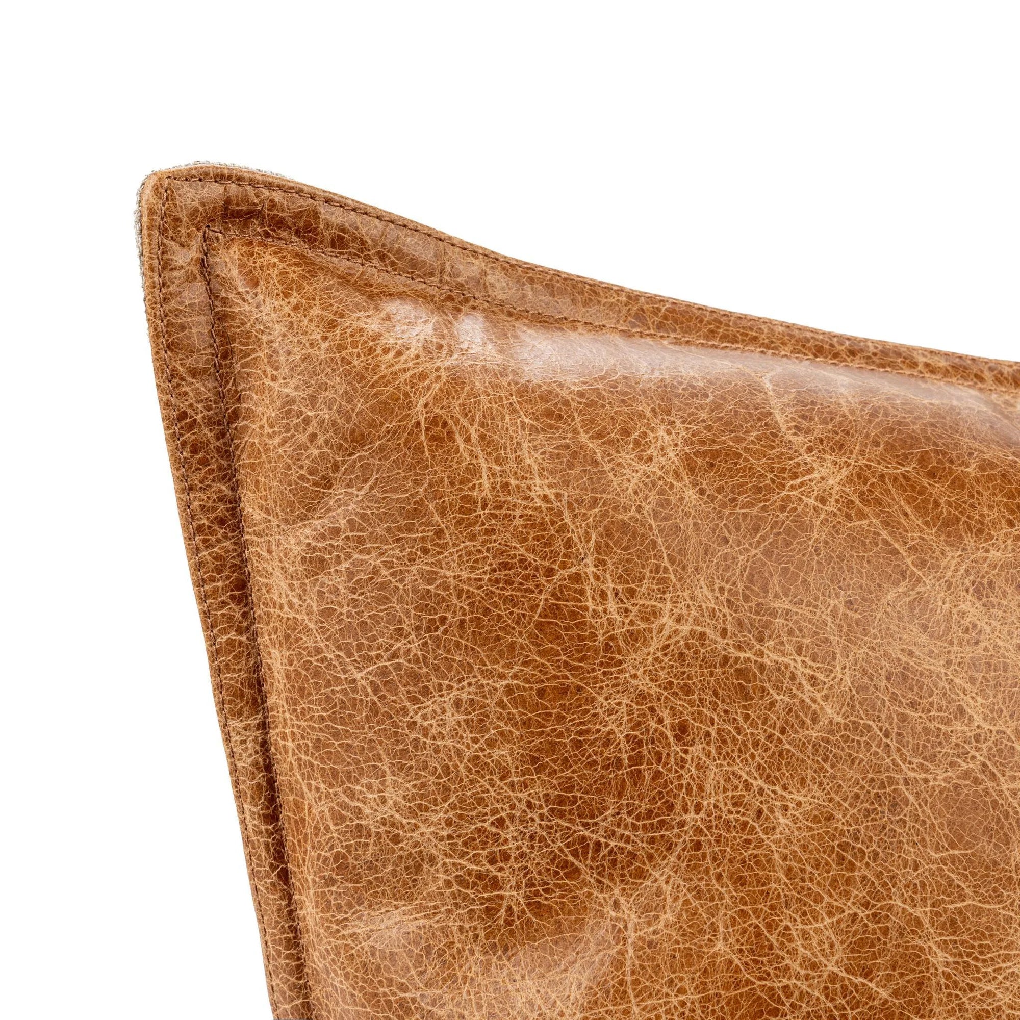 LEATHER CHESTNUT KIDNEY PILLOW