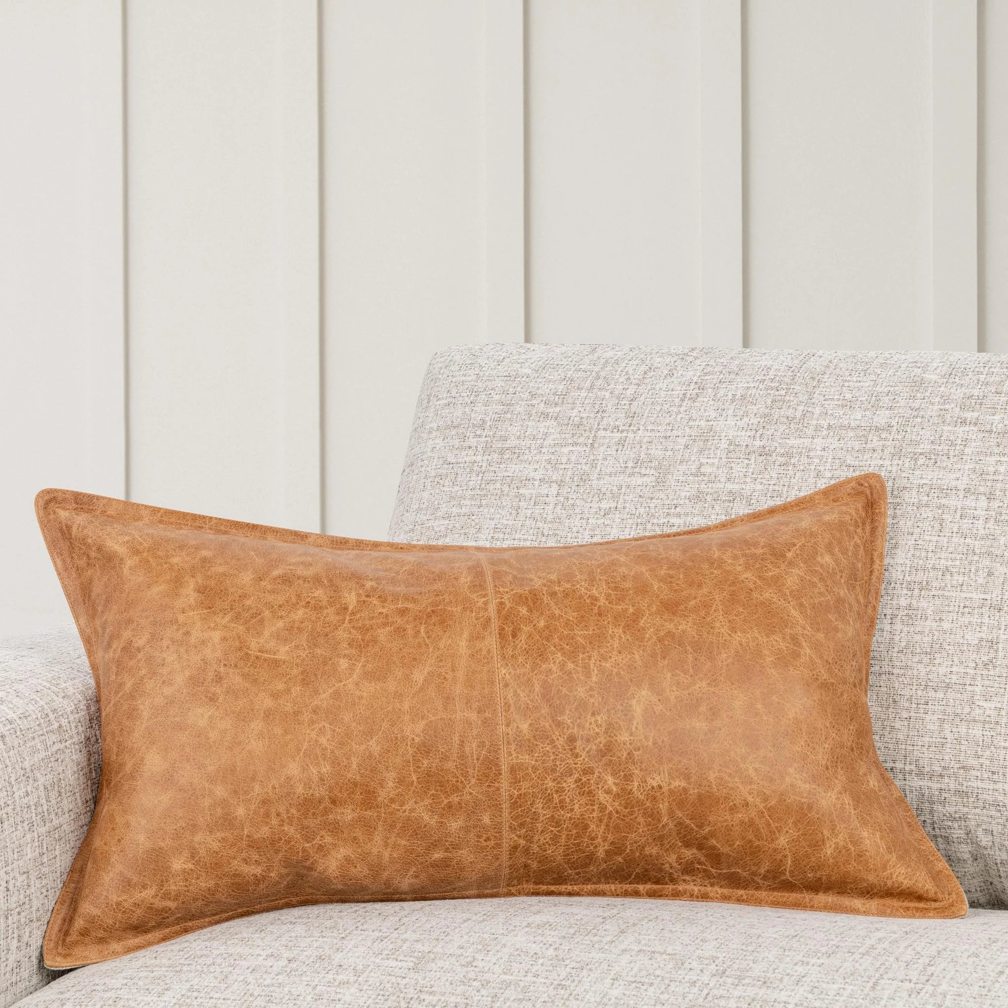 LEATHER CHESTNUT KIDNEY PILLOW