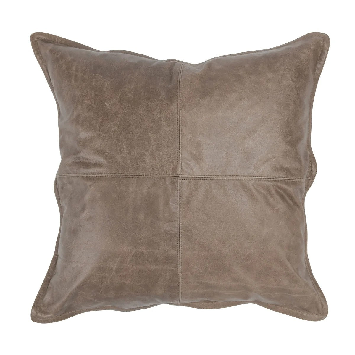 LEATHER SANDSTORM TAUPE PILLOW - 22X22"