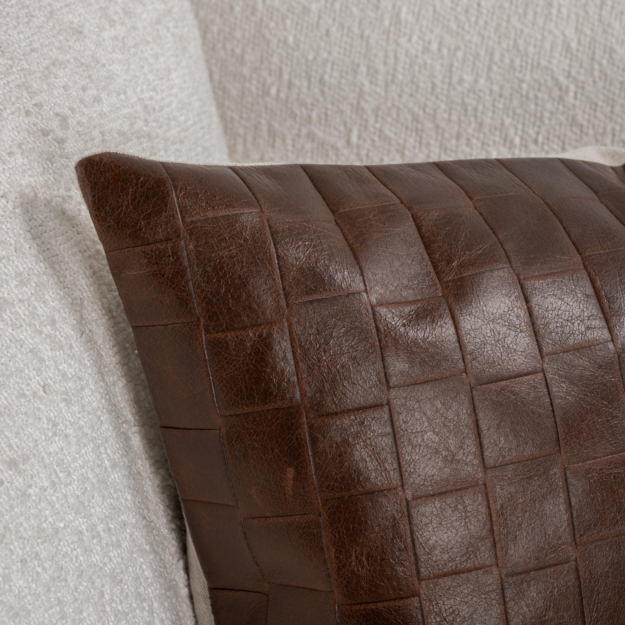 SESTON BROWN LEATHER PILLOW 20"