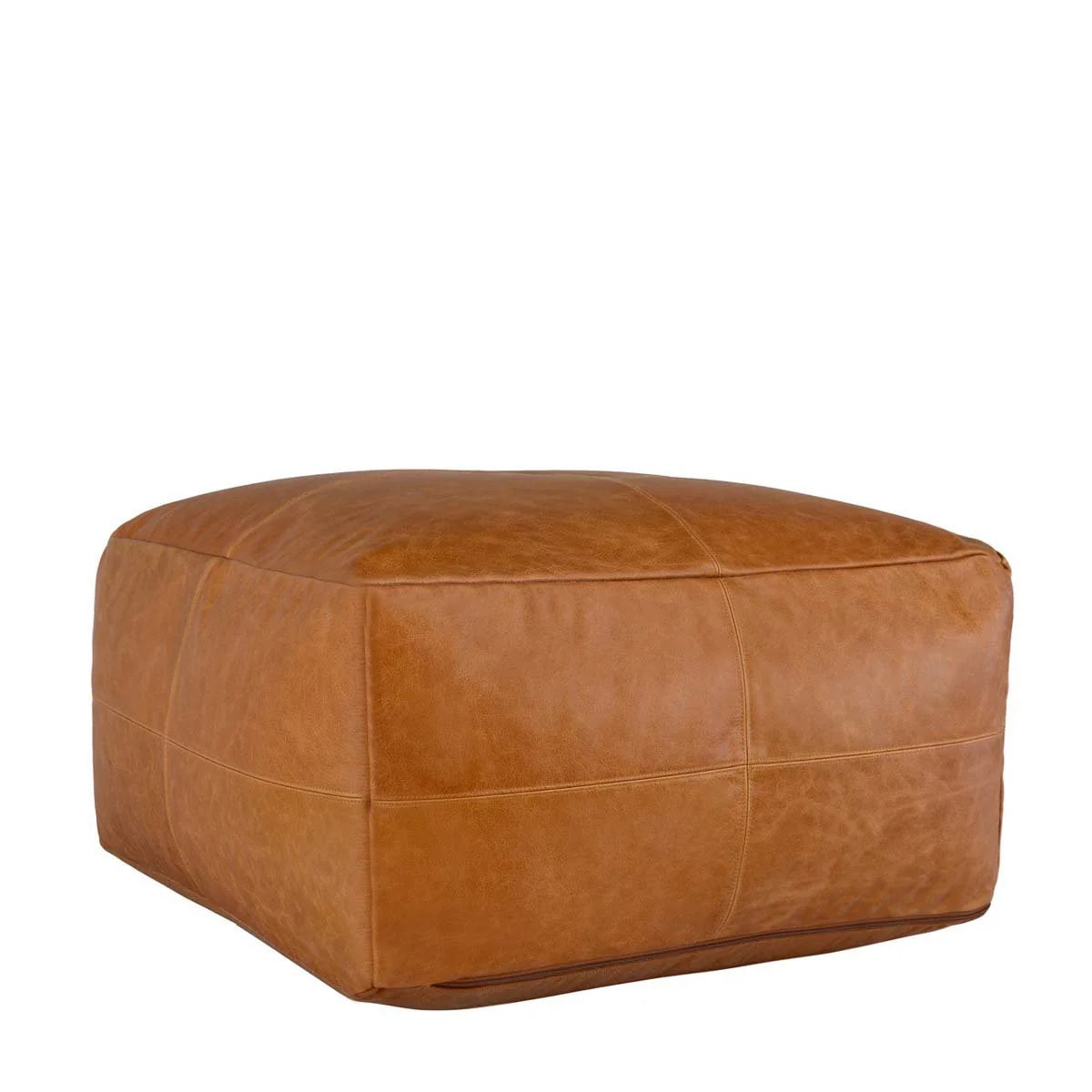 CHESTNUT LEATHER POUF