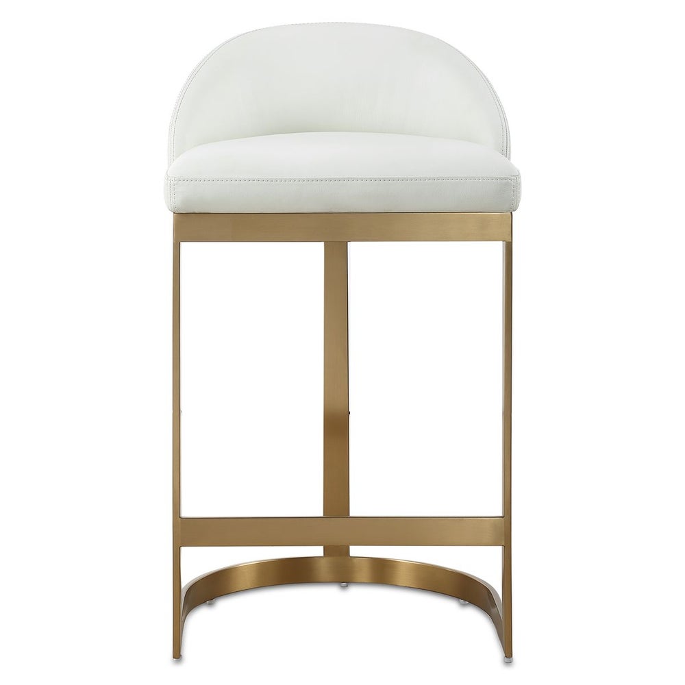 CREAM LEATHER COUNTER STOOL