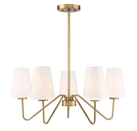 5 LIGHT CHANDELIER-BRASS