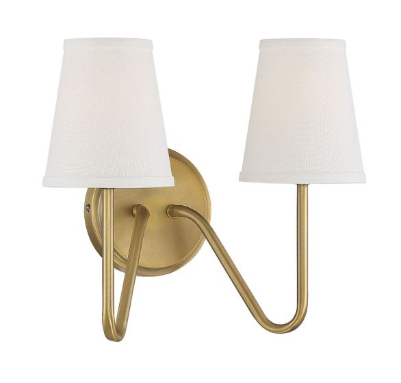 2-LIGHT NATURAL BRASS SCONCE