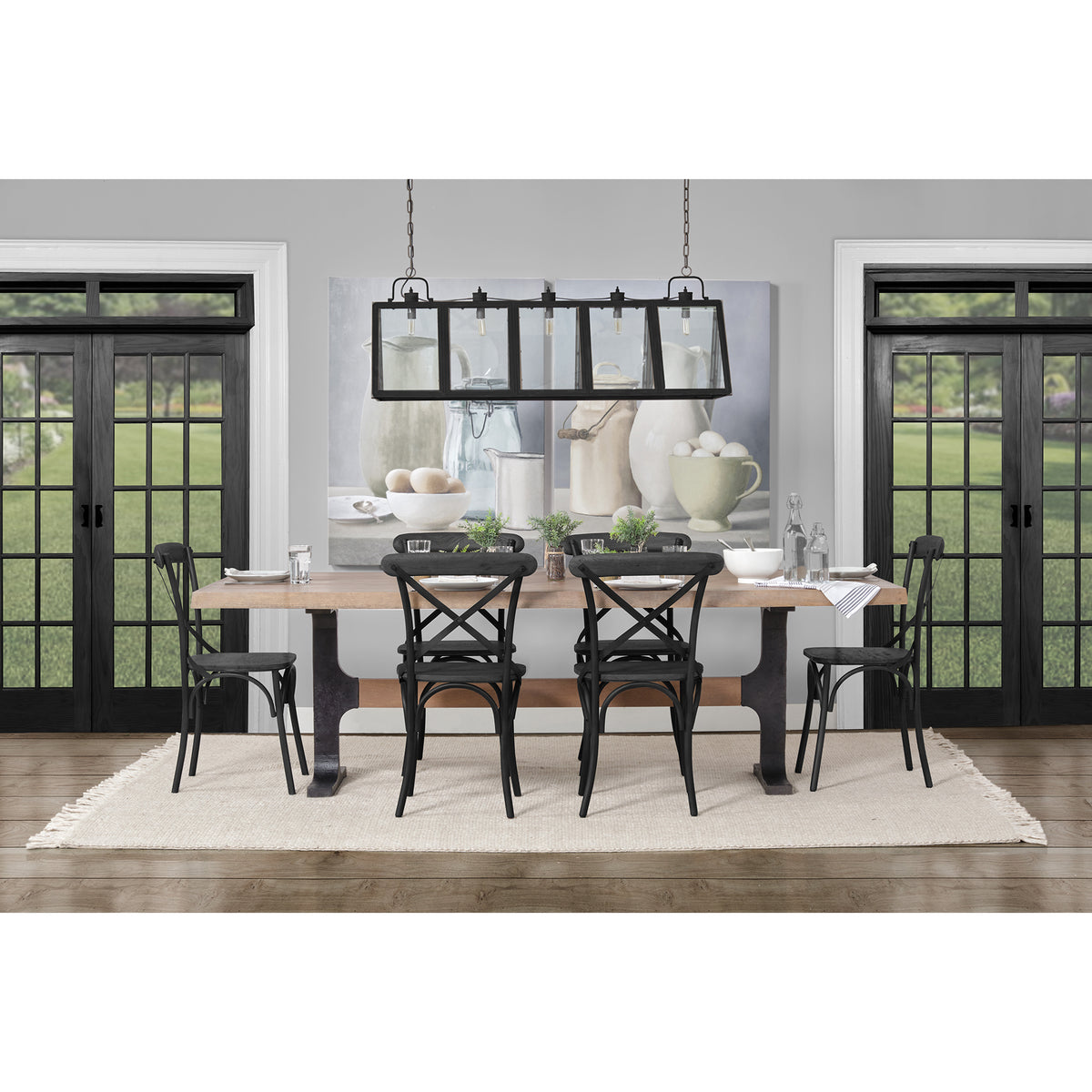AX BROWN WOOD DINING TABLE