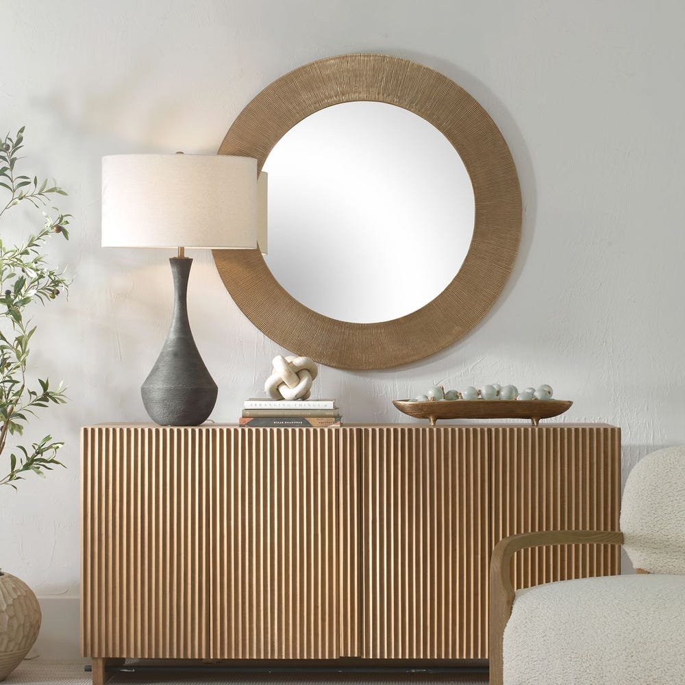 TAZZIO ROUND BRASS MIRROR