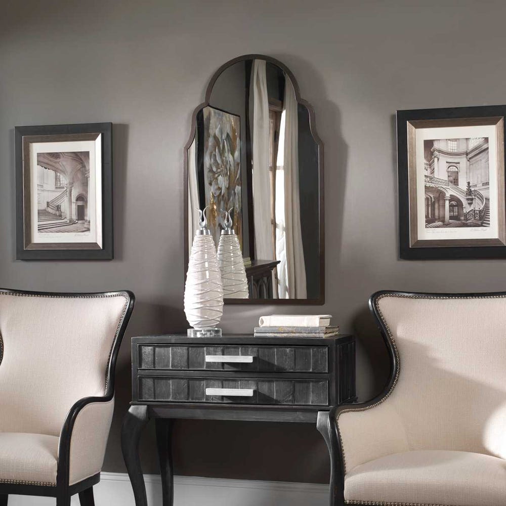 BROWN ARCHED MIRROR