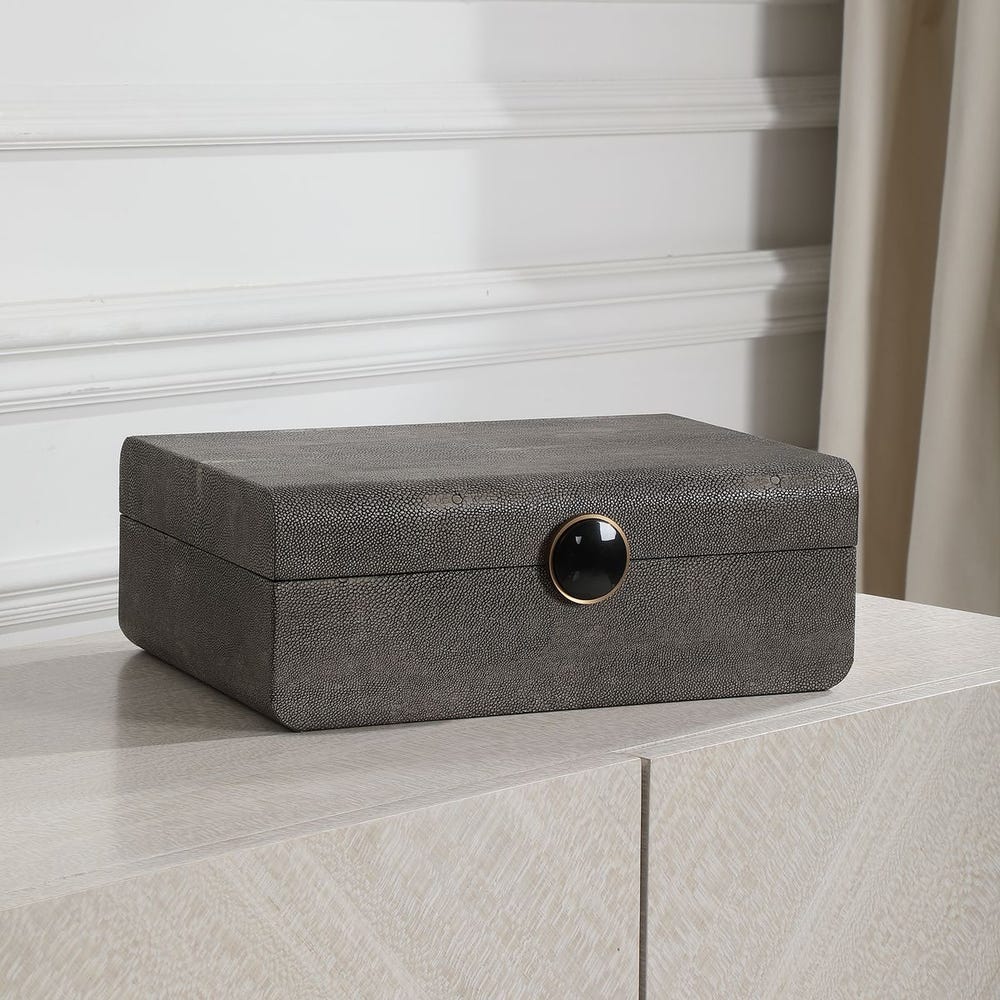 LALIQUE GRAY SHAGREEN BOX