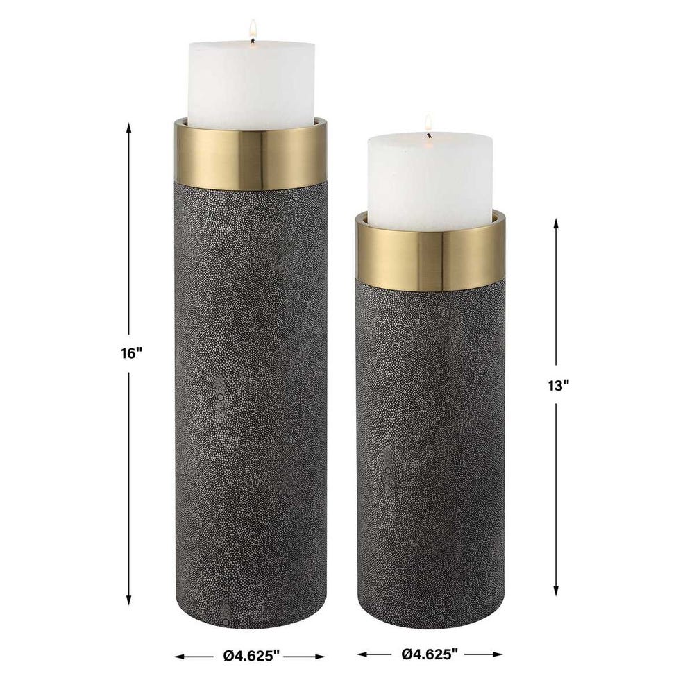 SHAGREEN CANDLE HOLDER SET OF 2