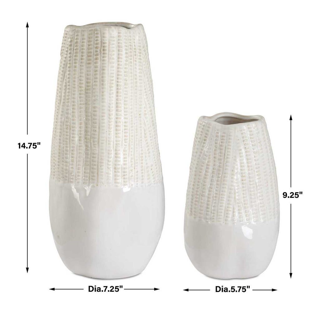 RIDGE VASES-SET OF 2