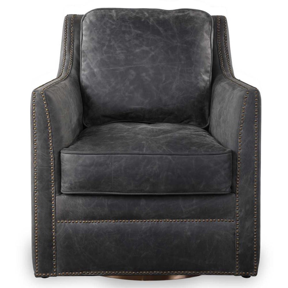 CHARCOAL LEATHER SWIVEL CHAIR