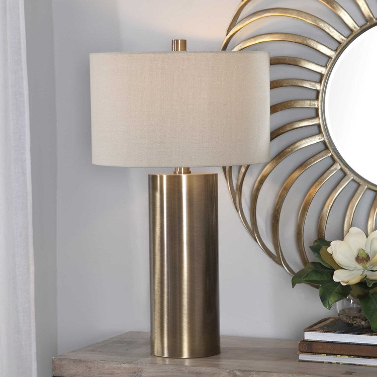 TARIA  32" ANTIQUE BRUSHED BRASS LAMP