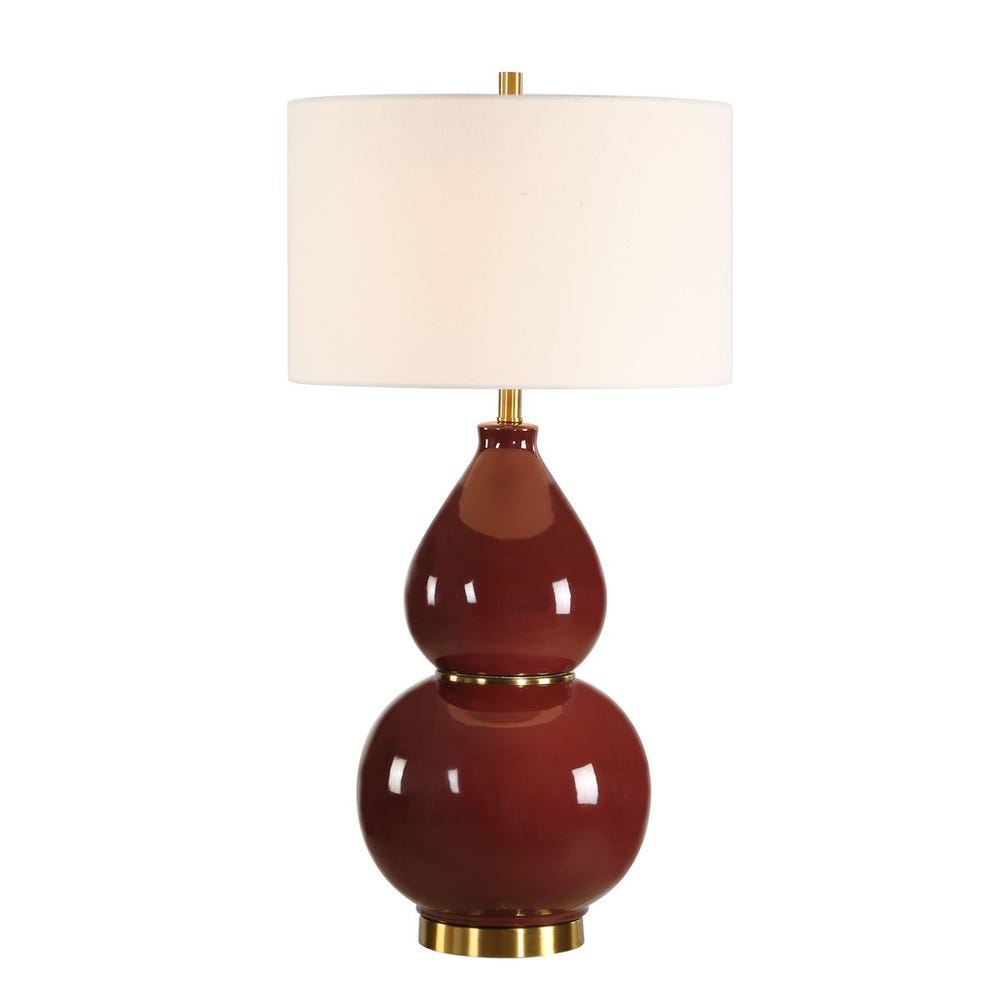 BURGUNDY GOURD TABLE LAMP