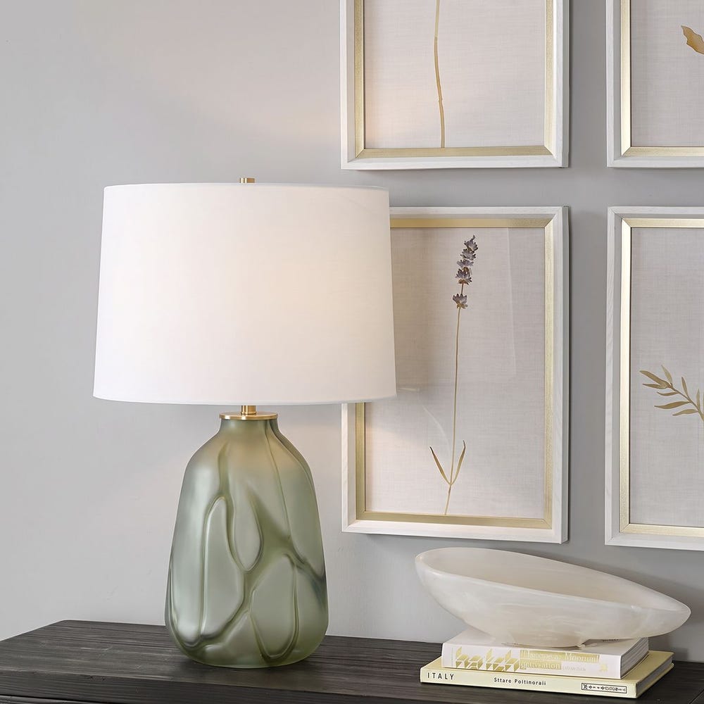 SMOKEY GREEN TABLE LAMP-25"