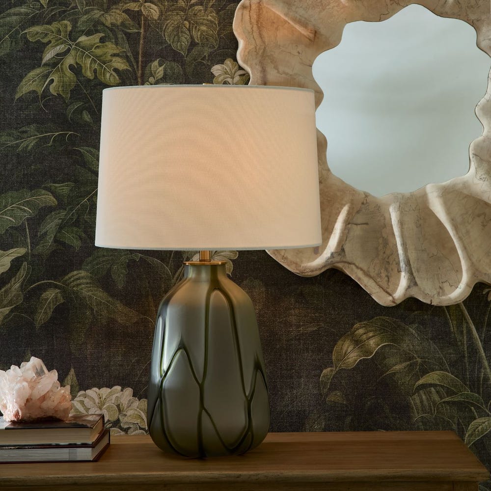 SMOKEY GREEN TABLE LAMP-25"
