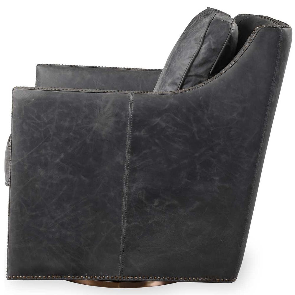 CHARCOAL LEATHER SWIVEL CHAIR