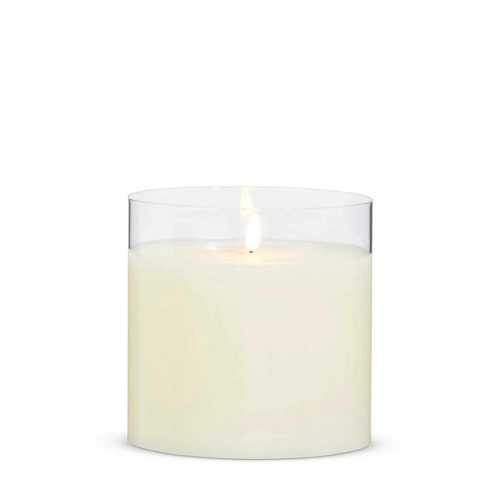 6X6" GLASS BATTERY IVORY CANDLE