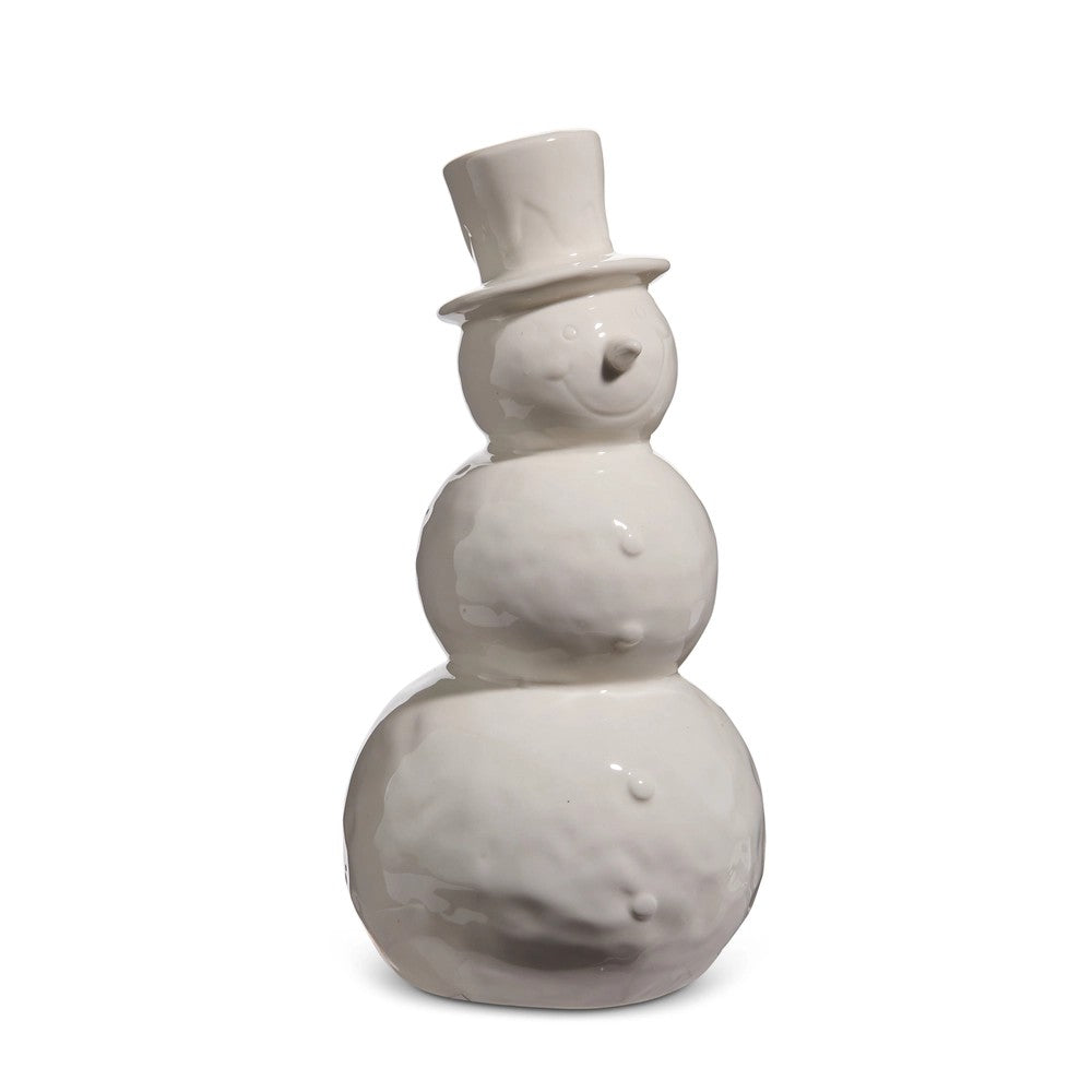 10.25" WHITE GLAZED SNOWMAN