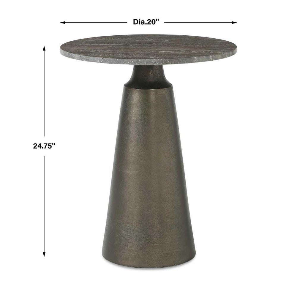 TRAVERTINE TOP ACCENT INDOOR/OUTDOOR TABLE