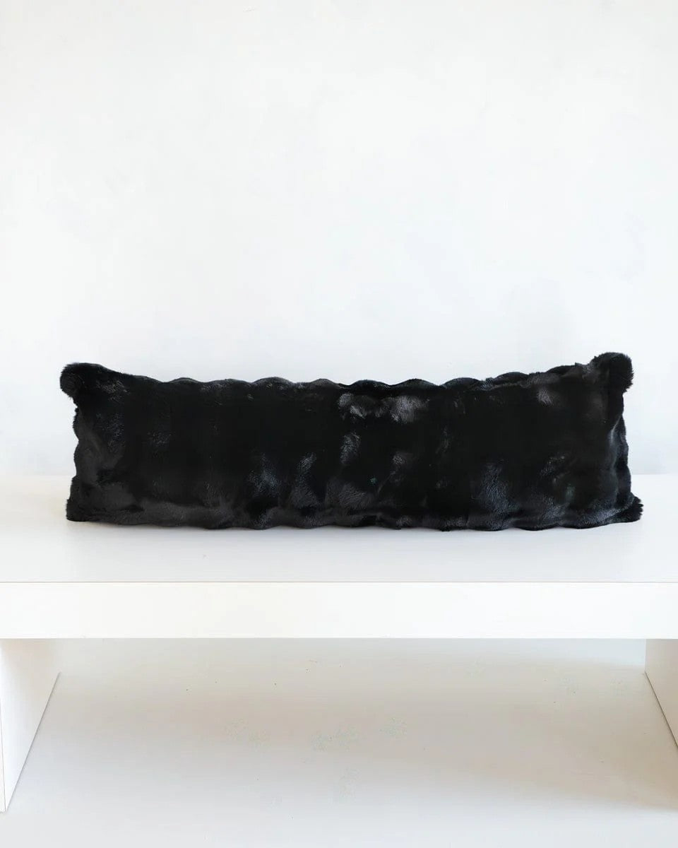 MINKY COUTURE X OSMOND DESIGNS BLACK BOLSTER SHAM-42"X14"